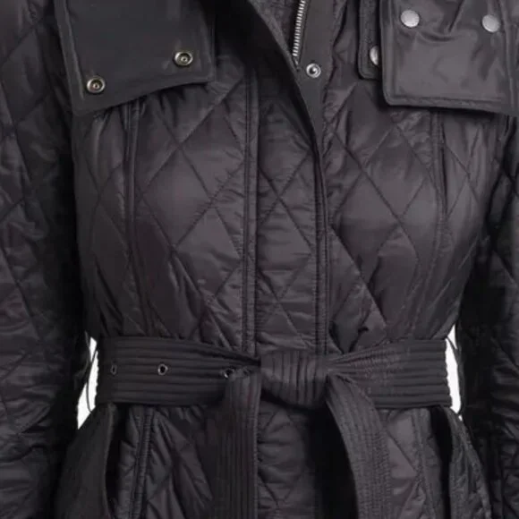 Burberry London Finsbridge Belted Quilted hooded Jacket Sz M EXCELLENT CONDITION - Picture 15 of 16